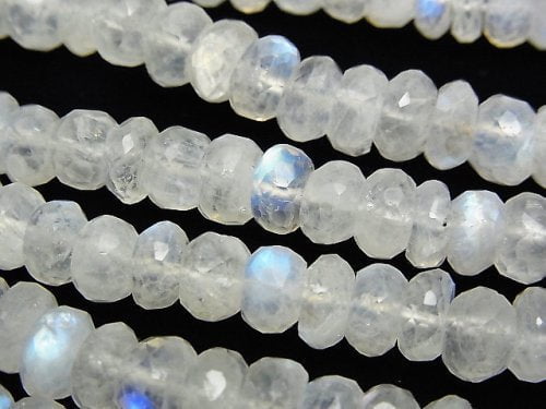 [Video]High Quality Rainbow Moonstone AAA- Faceted Button Roundel half or 1strand beads (aprx.11inch/28cm)