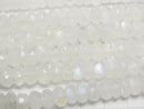[Video]High Quality Rainbow Moonstone AAA- Faceted Button Rondelle half or 1strand beads (aprx.11inch/28cm)