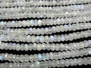 [Video]High Quality Rainbow Moonstone AAA- Faceted Button Rondelle half or 1strand beads (aprx.11inch/28cm)