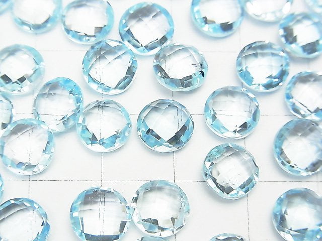 [Video]High Quality Sky Blue Topaz AAA Undrilled Faceted Coin 8 x 8 x 4 mm 2 pcs $11.79!