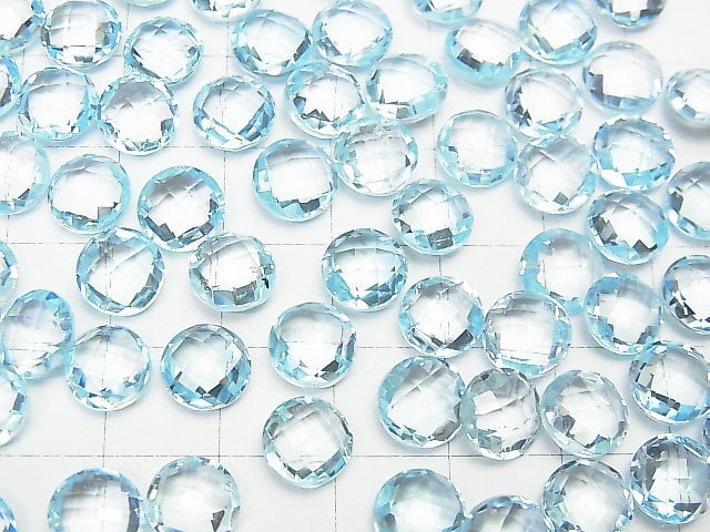 [Video]High Quality Sky Blue Topaz AAA Undrilled Faceted Coin 8 x 8 x 4 mm 2 pcs $11.79!