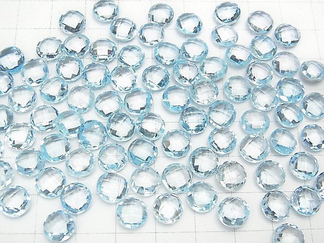 [Video]High Quality Sky Blue Topaz AAA Undrilled Faceted Coin 8 x 8 x 4 mm 2 pcs $11.79!