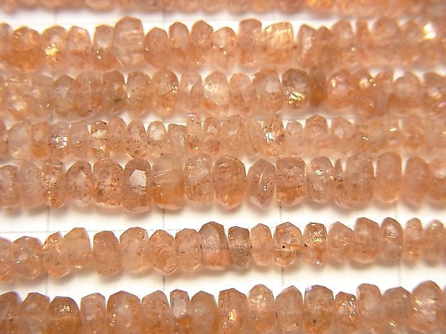 [Video] High Quality Sunstone AA++ Faceted Button Roundel half or 1strand beads (aprx.12inch / 30cm)