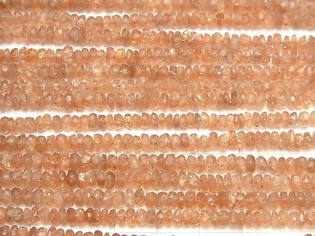 [Video] High Quality Sunstone AA++ Faceted Button Roundel half or 1strand beads (aprx.12inch / 30cm)