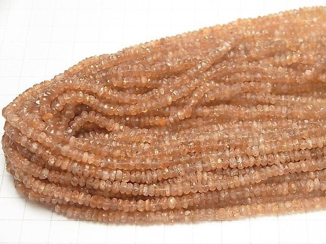 [Video] High Quality Sunstone AA++ Faceted Button Roundel half or 1strand beads (aprx.12inch / 30cm)