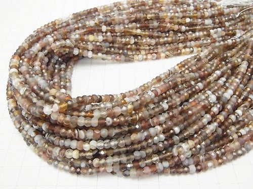 High Quality!  Botswana Agate  Faceted Button Roundel 4x4x3mm half or 1strand beads (aprx.15inch/38cm)