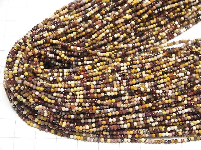 [Video]High Quality! Mookaite Faceted Round 2mm 1strand beads (aprx.15inch/38cm)