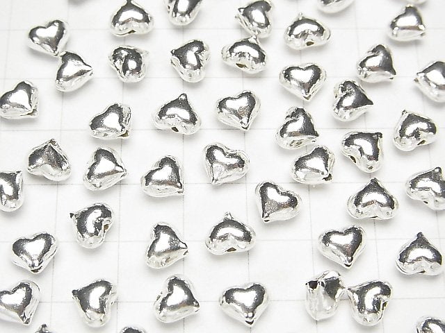 Karen Silver Heart Motif Beads 8x9.5mm 2pcs