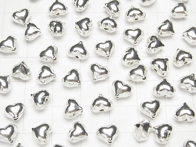 Karen Silver Heart Motif Beads 6.5x8mm 2pcs