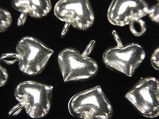 Karen Silver Heart Motif Charm, 12x10x5.5mm, White Silver, 1pc