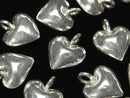 Karen Silver Heart Motif Charm, 14x12x6mm, White Silver, 1pc