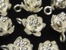 Karen Silver Flower Charm 16x12x10mm White Silver 1pc