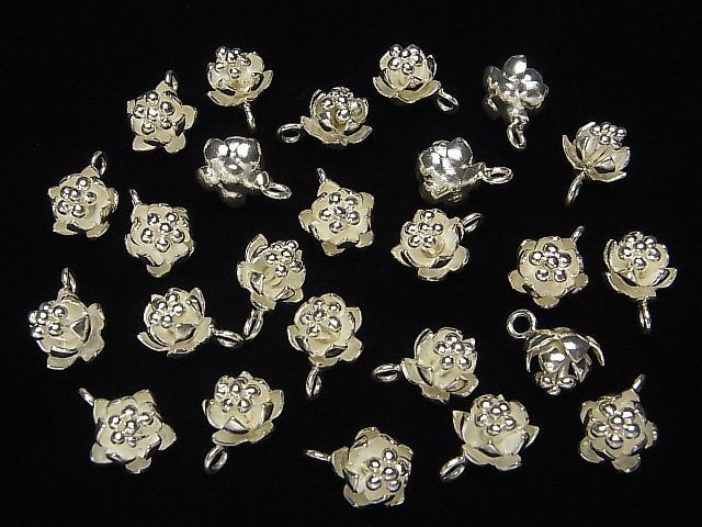 Karen Silver Flower Charm 16x12x10mm White Silver 1pc