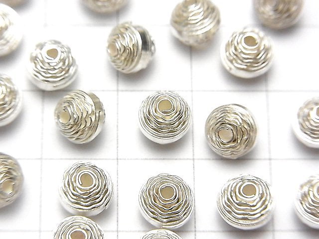 Karen Silver Design Roundel 7x7x6mm White Silver 2pcs