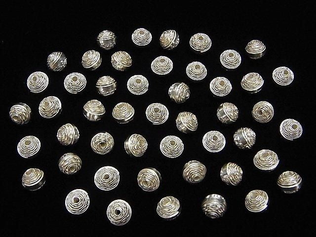 Karen Silver Design Rondelle 7x7x6mm White Silver 2pcs
