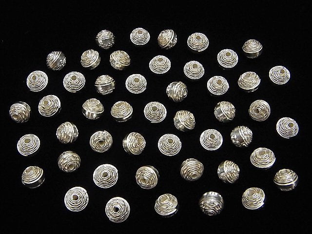 Karen Silver Design Roundel 7x7x6mm White Silver 2pcs