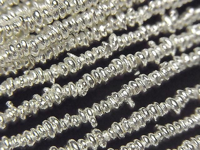 Karen Silver Rough Rondelle White Silver 1/8 or 1 Strand Beads (approx. 25 inches/62 cm)