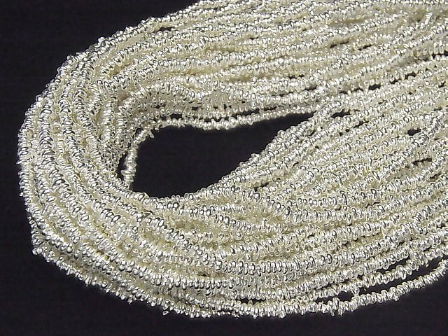 Karen Silver Rough Roundel White Silver 1/8 or 1strand beads (aprx.26inch/64cm)