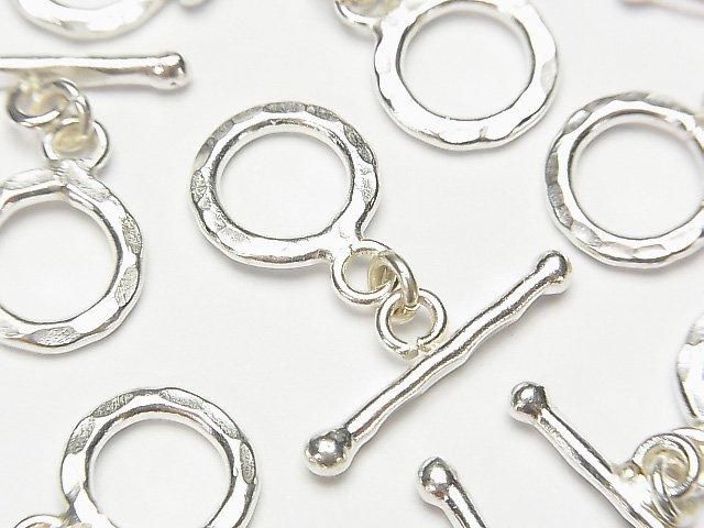 Karen Silver Toggle Glasses with Hammered Finish, 13mm, 1 Pair