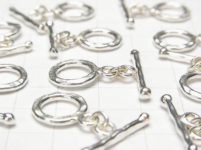 Karen Silver Toggle Glasses with Hammered Finish, 13mm, 1 Pair