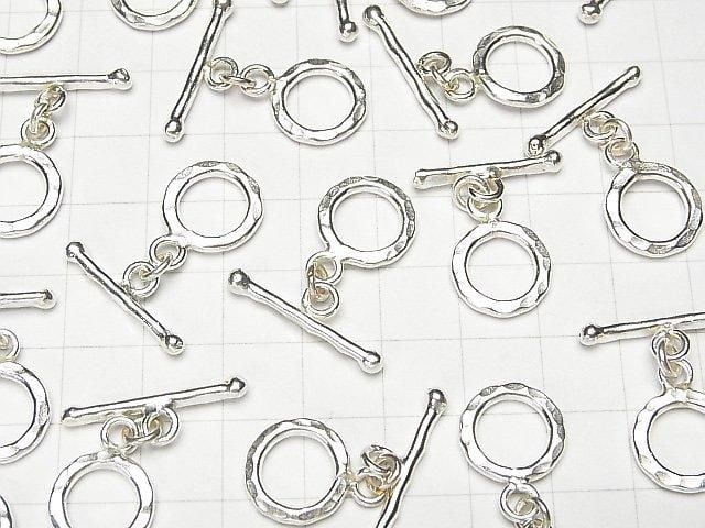 Karen Silver Toggle Glasses with Hammered Finish, 13mm, 1 Pair