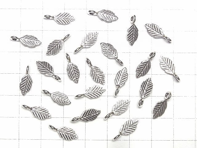 Karen Silver Leaf Charm 15x6x1mm 2pcs