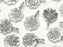 Karen Silver Flower Motif Charm 13.5x9x1mm 1pc