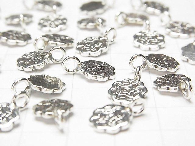 Karen Silver Flower Motif Charm 13.5x9x1mm 1pc