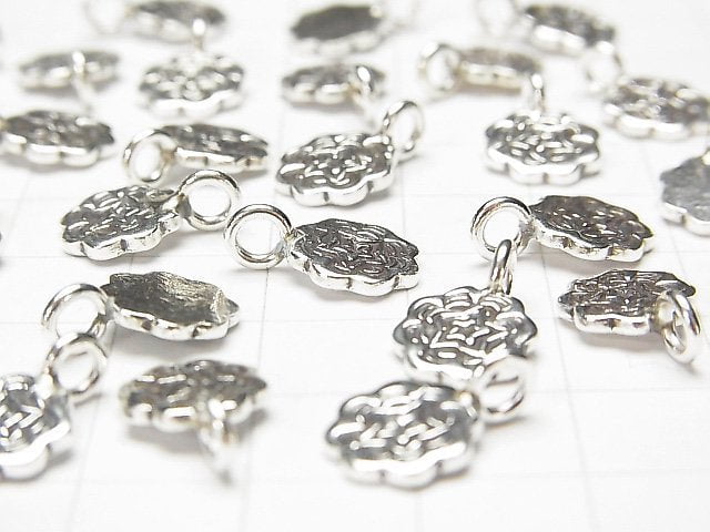 Karen Silver Flower Motif Charm 14x9x1mm 2pcs