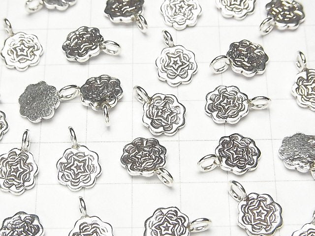 Karen Silver Flower Motif Charm 14x9x1mm 2pcs