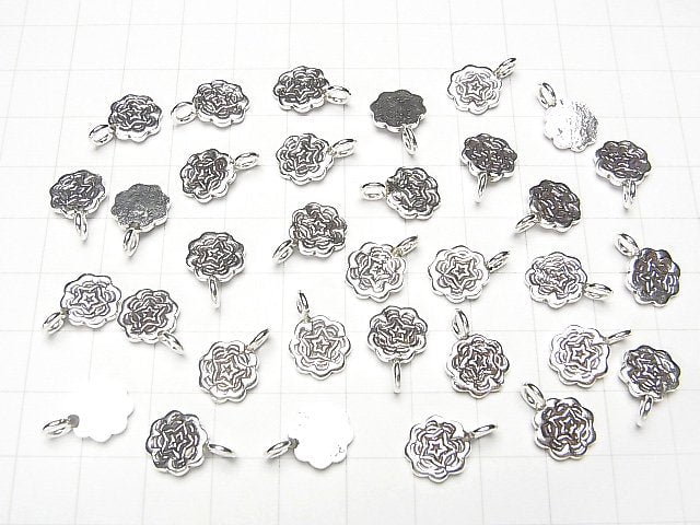 Karen Silver Flower Motif Charm 14x9x1mm 2pcs