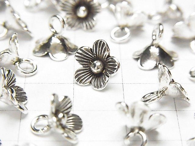 Karen Silver Flower Charm 10x10x8mm 1pc