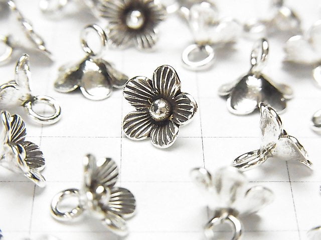 Karen Hill Tribe silver Flower Charm 10x10x8mm 1pc