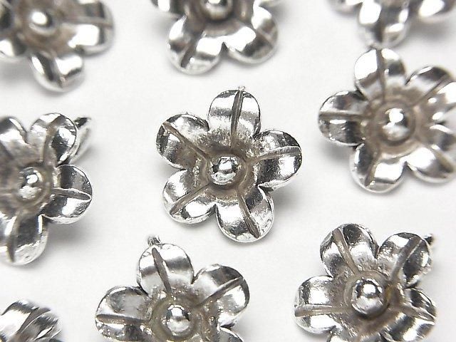 Karen Silver Flower Ornament Charm 11x11x3mm 1pc
