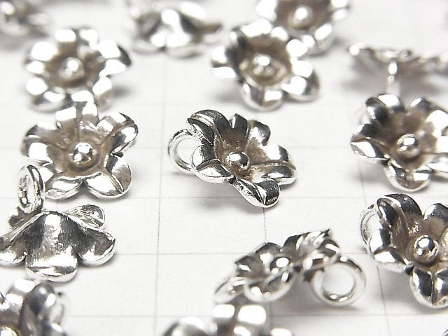 Karen Silver Flower Ornament Charm 11x11x3mm 1pc