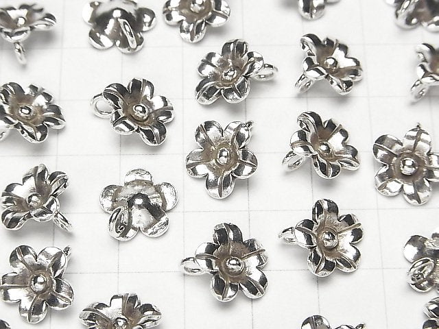 Karen Silver Flower Ornament Charm 11x11x3mm 1pc