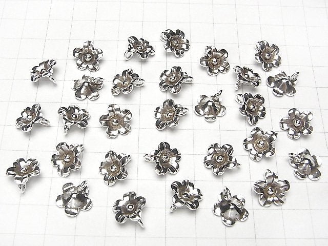 Karen Silver Flower Ornament Charm 11x11x3mm 1pc