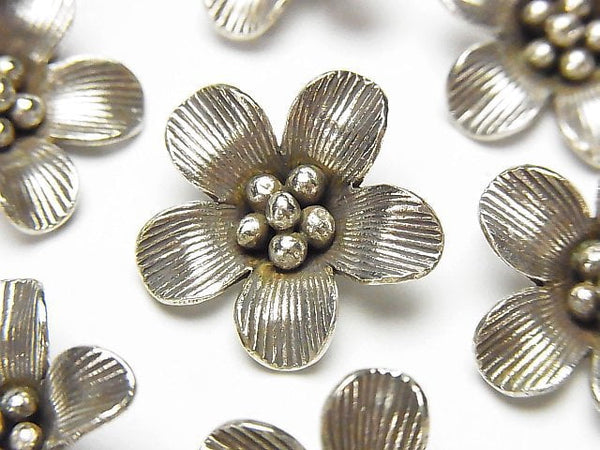 Karen Silver Flower Charm 19x19x6mm 1pc