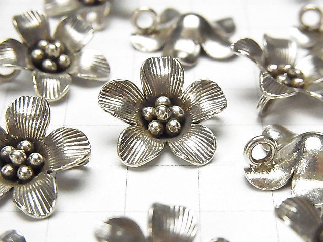 Karen Silver Flower Charm 19x19x6mm 1pc