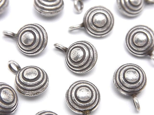 Karen Silver Circle Pattern Coin Charm 14x9x7mm 1pc