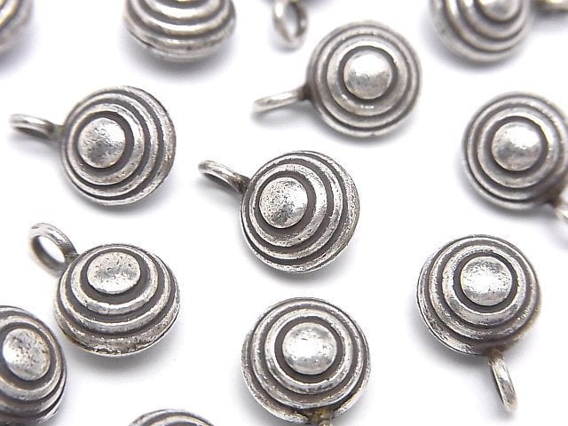 Karen Silver Circle Pattern Coin Charm 14x9x7mm 1pc