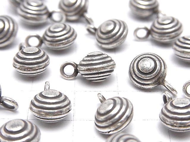 Karen Silver Circle Pattern Coin Charm 14x9x7mm 1pc