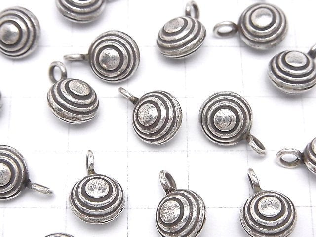 Karen Silver Circle Pattern Coin Charm 14x9x7mm 1pc