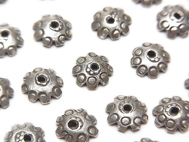 Karen Silver Bead Caps 8x8x2mm 4pcs