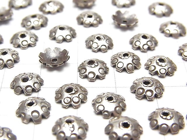 Karen Silver Bead Caps 8x8x2mm 4pcs