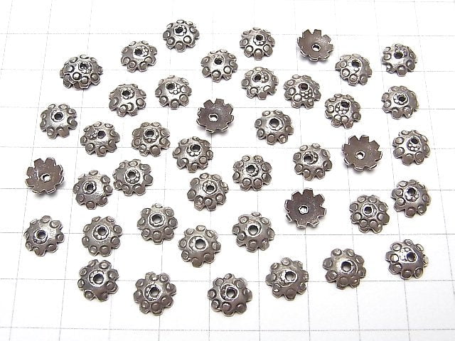 Karen Silver Bead Caps 8x8x2mm 4pcs