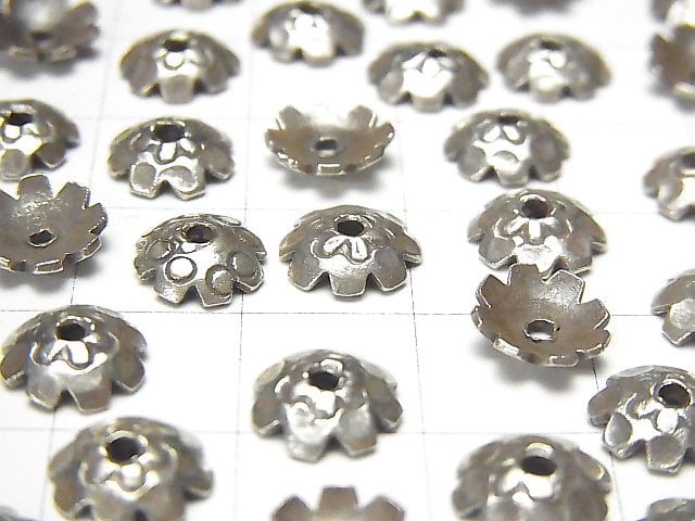 Karen Silver Bead Caps 9x9x2.5mm NO.2 4pcs