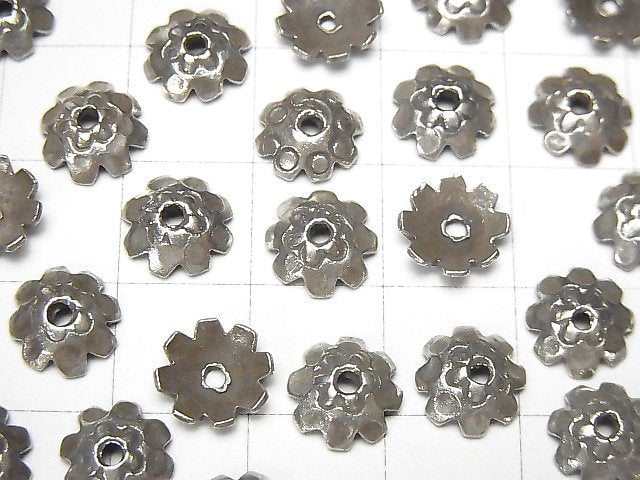 Karen Silver Bead Caps 9x9x2.5mm NO.2 4pcs