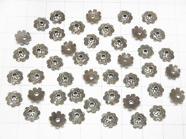Karen Silver Bead Caps 9x9x2.5mm NO.2 4pcs