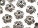 Karen Silver Bead Cap Flower 10x10x4mm 2pcs